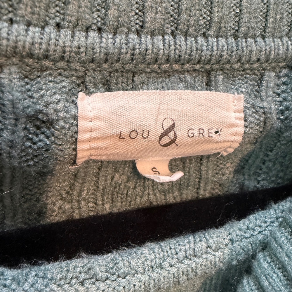Lou & Grey Cable Knit Funnel Neck Sweater Small Sage Green Boho Cottagecore - Picture 6 of 7